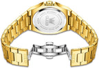 OLEVS Reloj para hombre Big Face Acero inoxidable Impermeable Luminoso Diamante