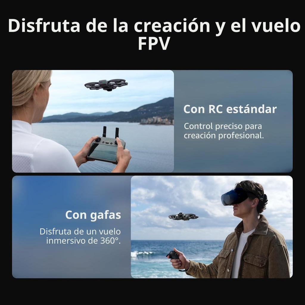 DJI Avata 360 Motion Fly More Combo, dron de 360° con imagen 8K 360° de 1 pulgada, cámara de 360° con protector de hélice. Incluye gafas N3 y RC Motion 3 para un control de movimiento intuitivo y