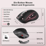 Combo de teclado y mouse inalámbricos, teclas onduladas de tamaño c...