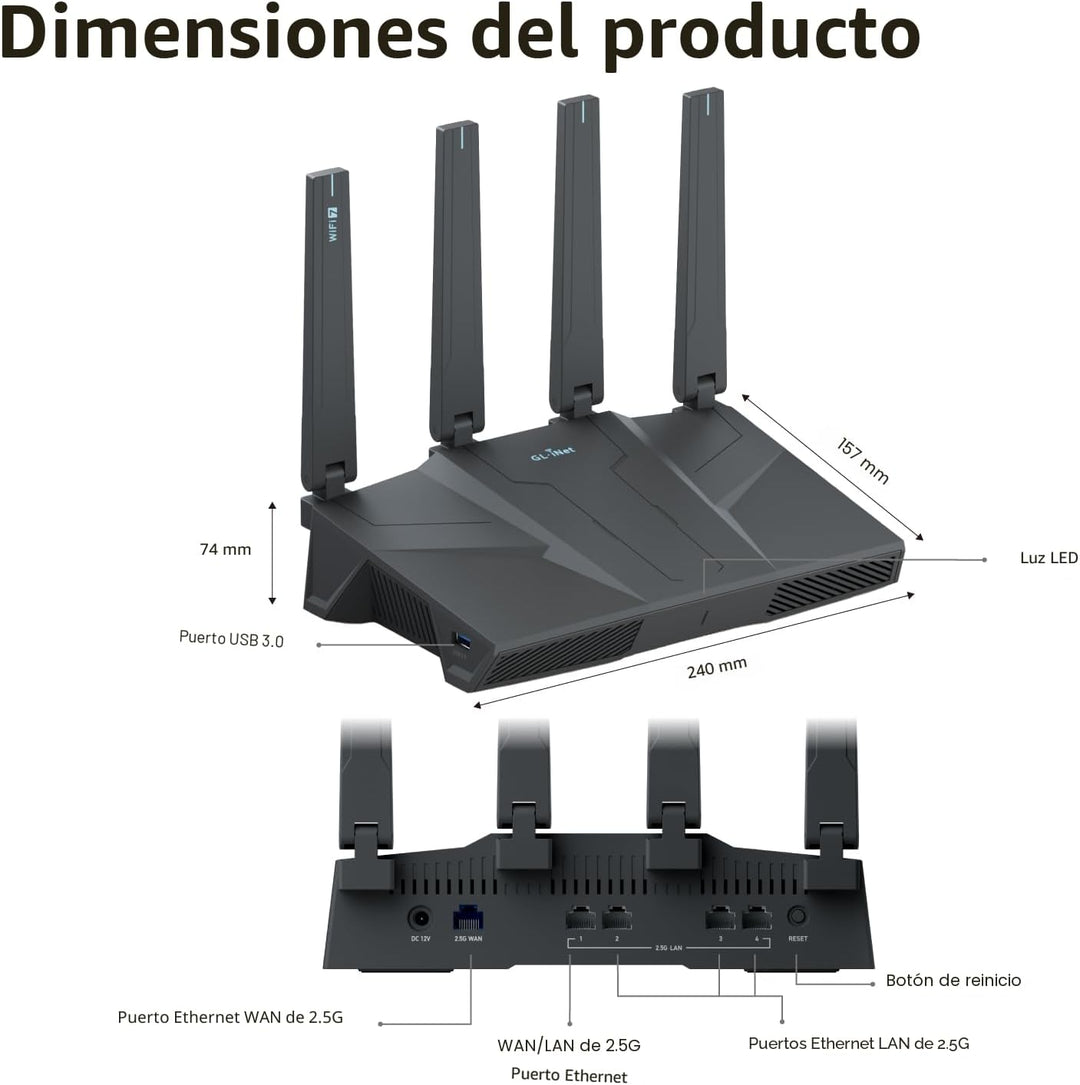 GL.iNet GL-BE6500 (Flint 3e) Router WiFi 7, enrutador WiFi de alta...