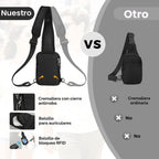 Bolso bandolera con cierre de cremallera, bloqueo RFID y resistente al agua para hombres y mujeres