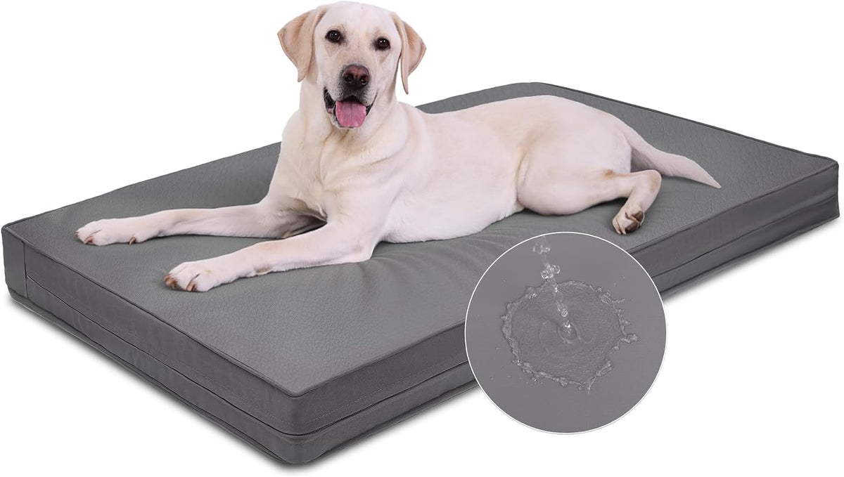 Cama impermeable XL para perro al aire libre Colchón grande para jaula 42" Lavable Cuero limpiable
