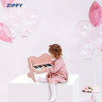Teclado de Piano para Niños ZIPPY, Piano Digital de 25 Teclas para Niños, Volumen Ajustable, Mini Instrumento Educativo Musical de Juguete, Juguete de Madera para Niñas y Niños Pequeños (Rosa)