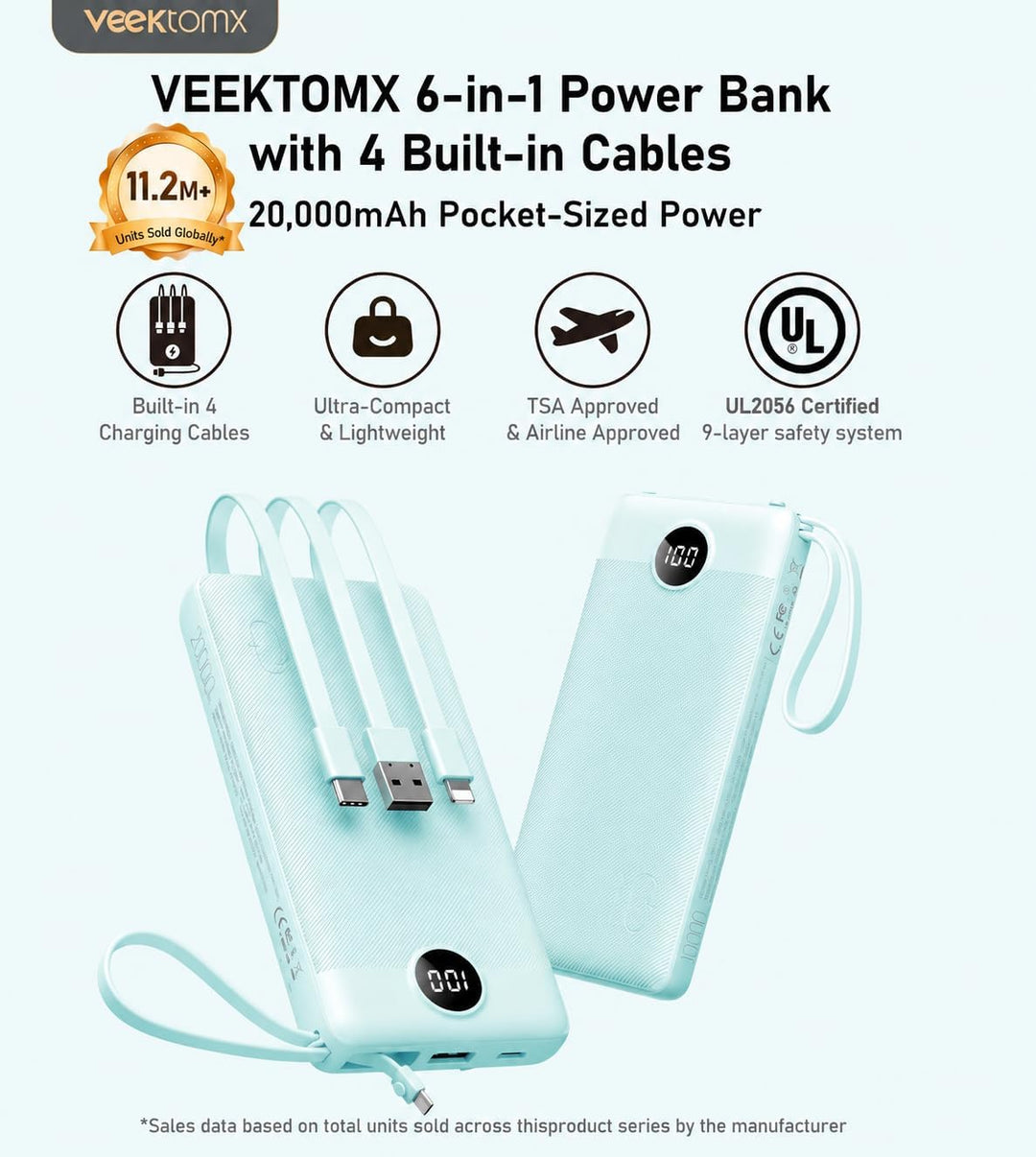 Paquete de cargador portátil VEEKTOMX - Cargador portátil de 10000...