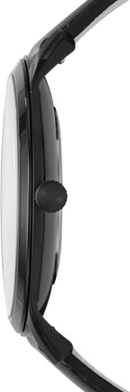 Fossil - Reloj de cuarzo minimalista para hombre, de acero inoxidable y cuero, de tres agujas