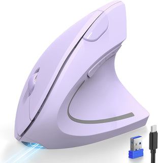 TECKNET Ratón ergonómico, ratones verticales recargables 2.4G+Bluet...