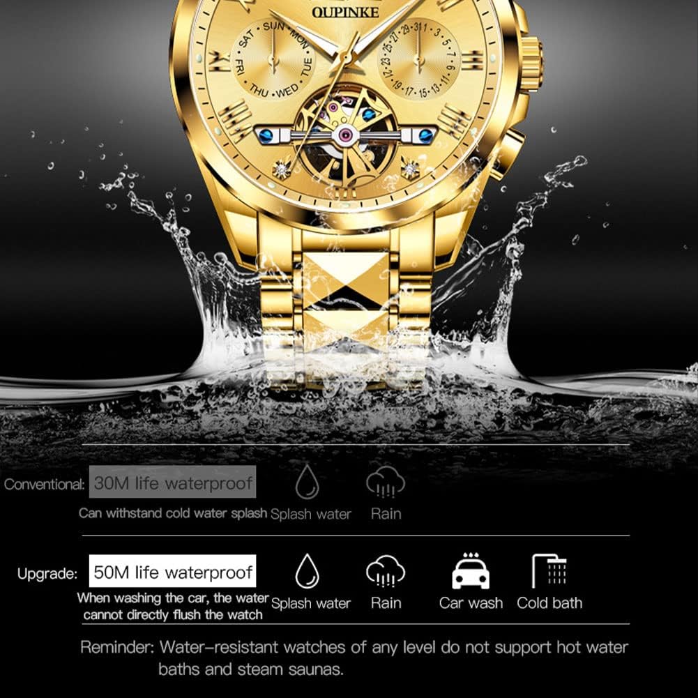 OLEVS Relojes esqueletos automáticos de acero inoxidable