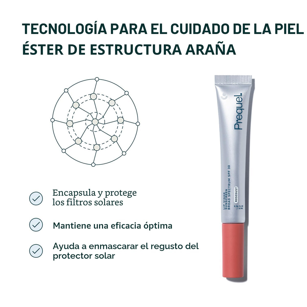 Prequel Skin Lip Visor, bálsamo labial teñido con SPF 30 PA +++. Ro...