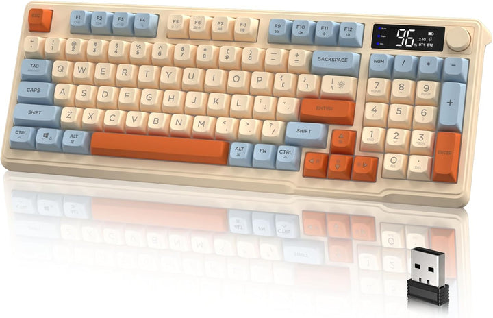 LexonElec M96 Teclado Inalámbrico para Juegos, Control de Perilla B...