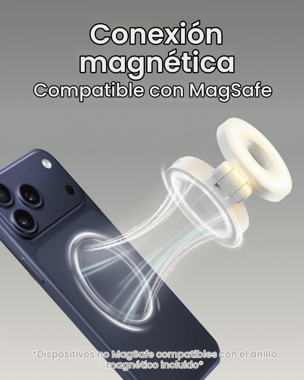 KraftGeek Luz magnética para selfie para iPhone, luz de anillo portátil