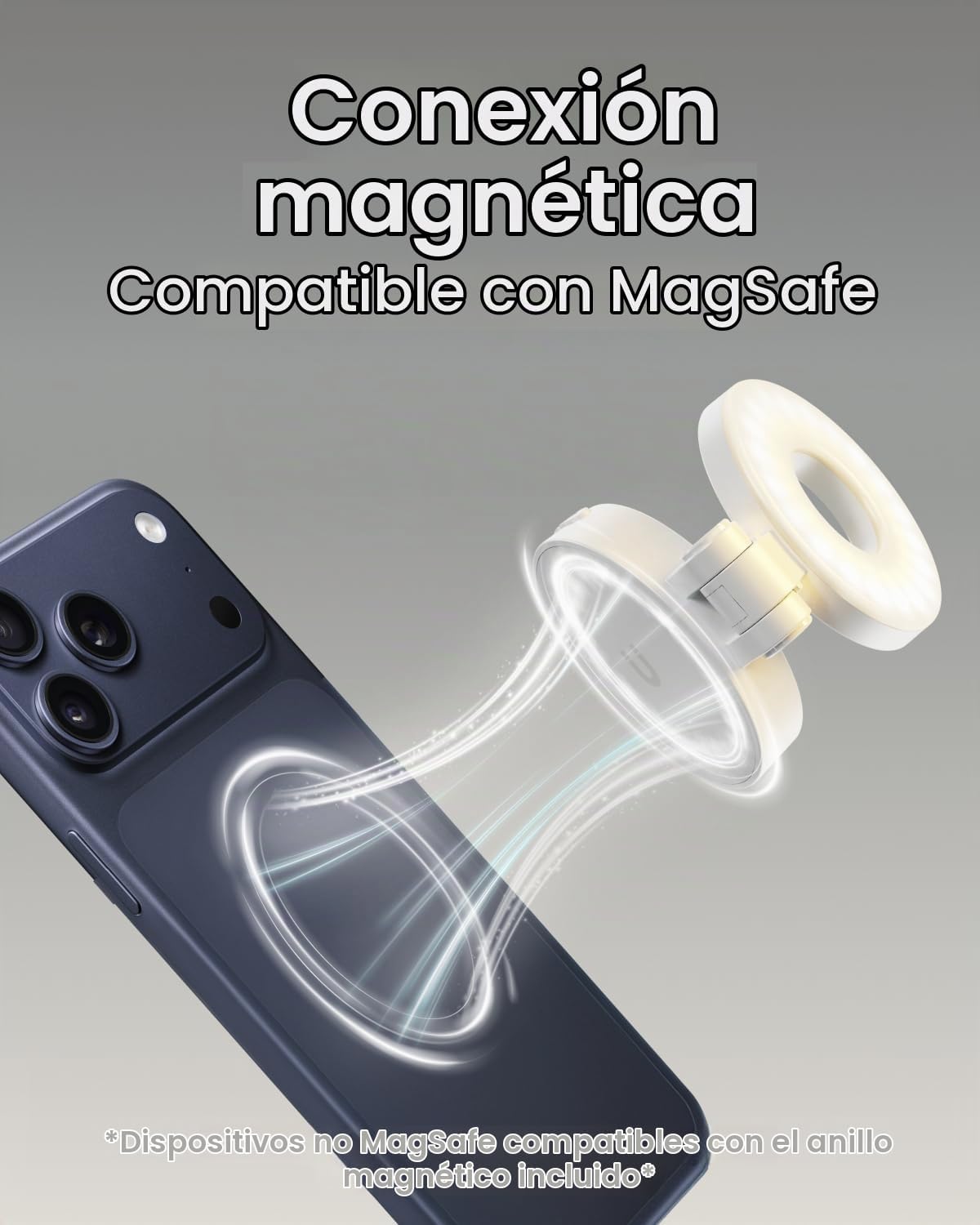 KraftGeek Luz magnética para selfie para iPhone, luz de anillo portátil