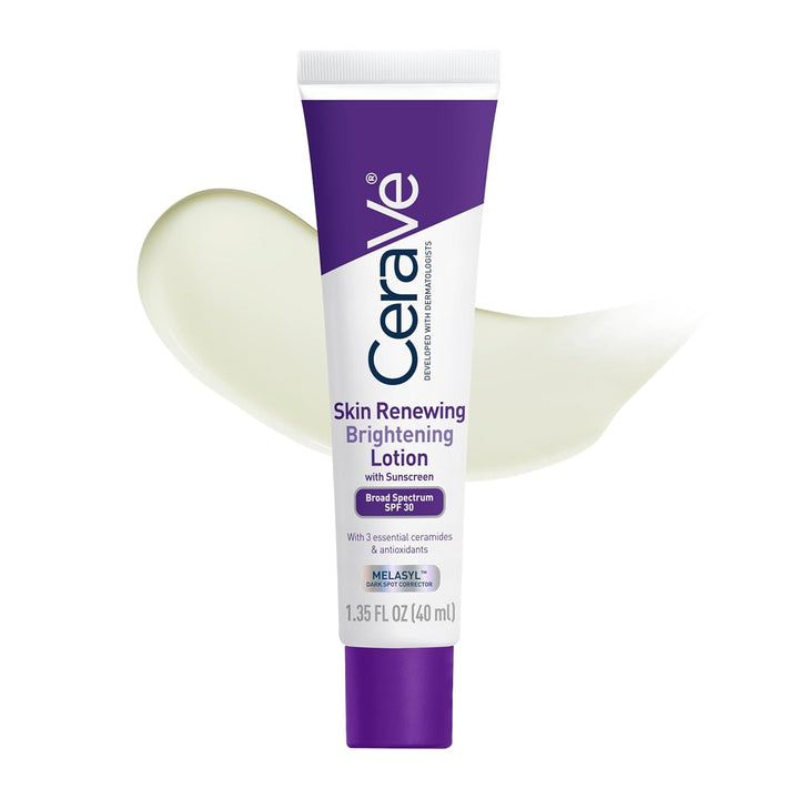 CeraVe Skin Renewing Loción iluminadora SPF 30, hidratante facial a...