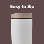 Owala SmoothSip Slider - Vaso de café aislado de acero inoxidable, taza de café helado reutilizable, taza de viaje para café caliente, sin BPA, 20 onzas, vainilla