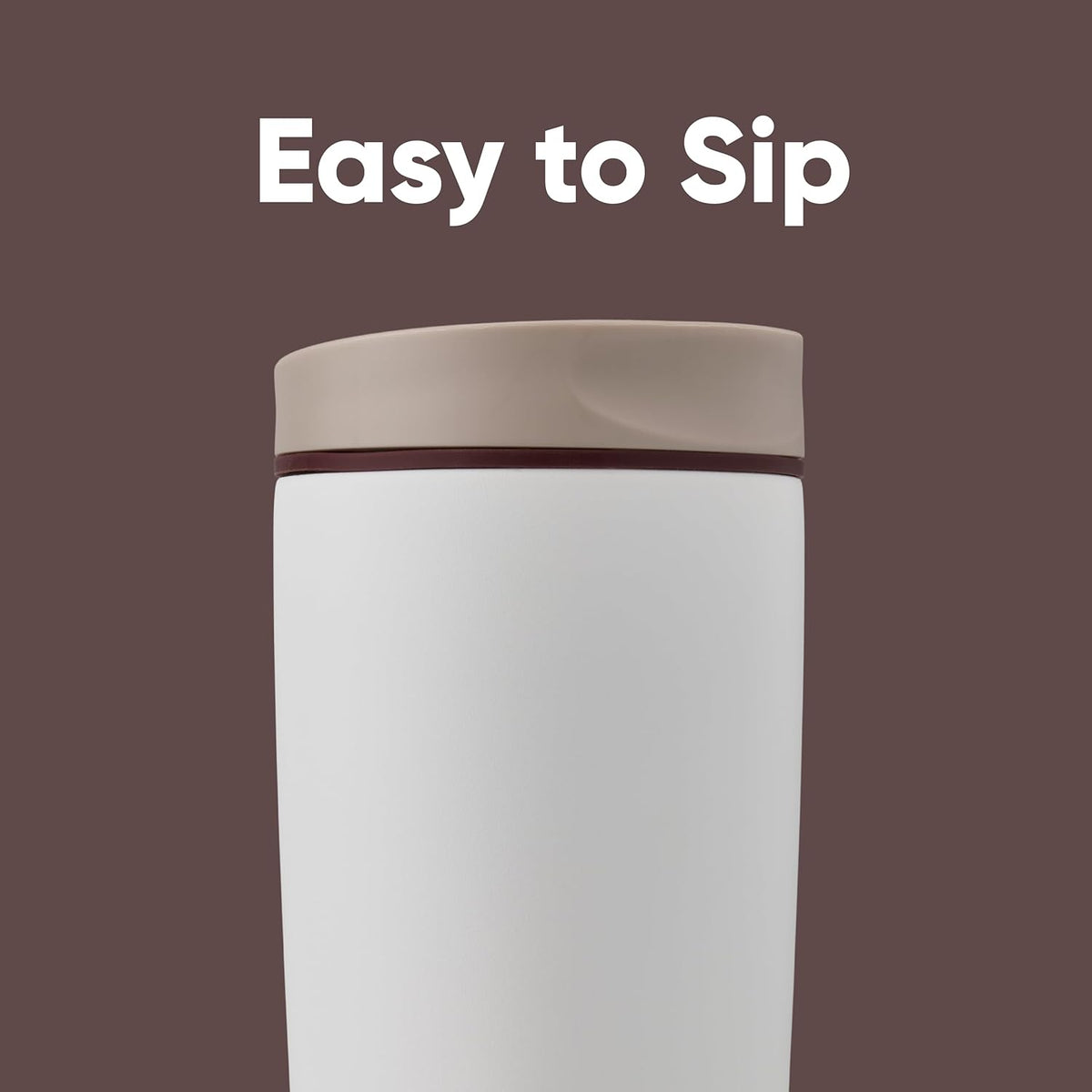 Owala SmoothSip Slider - Vaso de café aislado de acero inoxidable, taza de café helado reutilizable, taza de viaje para café caliente, sin BPA, 20 onzas, vainilla