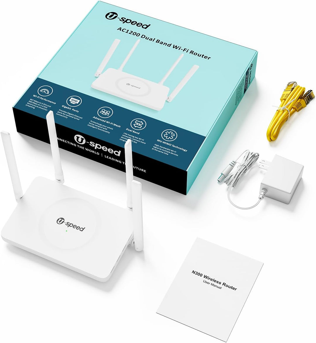 U-SPEED Enrutador WiFi AC1200 Router inalámbrico de doble banda, ve...