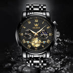 OLEVS Relojes para hombre, resistente al agua, de lujo, gran cara, reloj analógico de cuarzo de acero inoxidable, relojes de vestir analógicos para hombre, luminoso, multifuncional, reloj de hombre