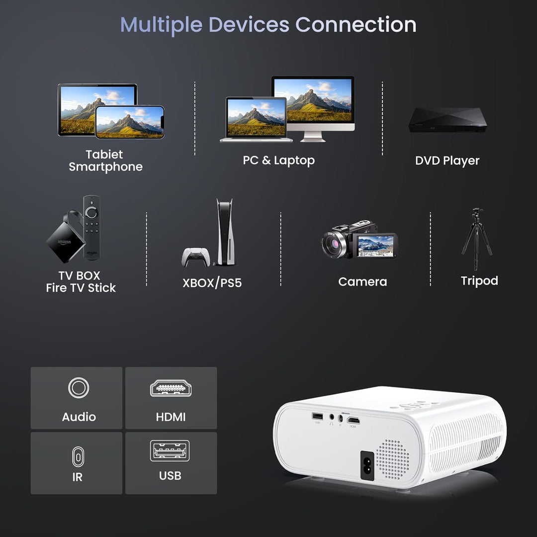 HOMPOW Proyector, Nativo 1080P Full HD Bluetooth Proyector con Alta...