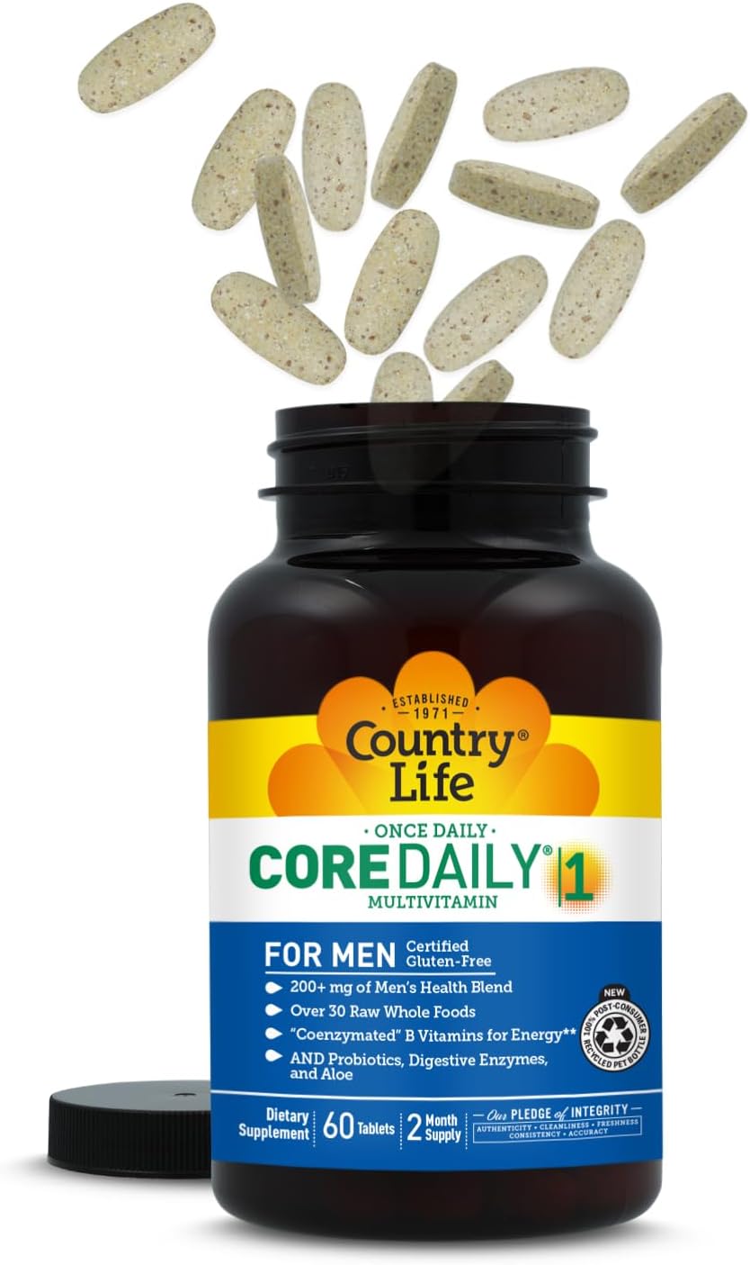 Country Life Core Daily-1 para hombres, multivitamínico con probiót...