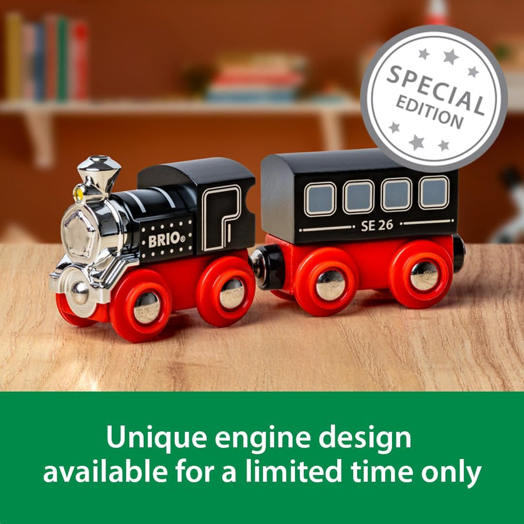 BRIO World Special Edition Train 2026 - Tren de vapor de madera de edición limitada de 2 piezas, diseño coleccionable, funciona con todos los juegos de ferrocarriles del mundo, niños a partir de 3
