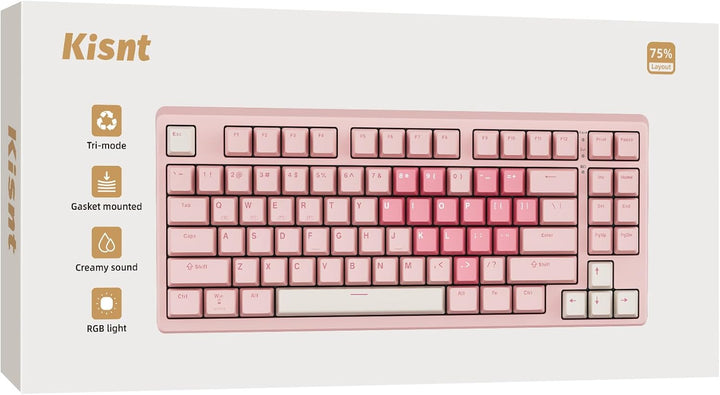 Kisnt Teclado mecánico inalámbrico KN85 para juegos, diseño del 75%...