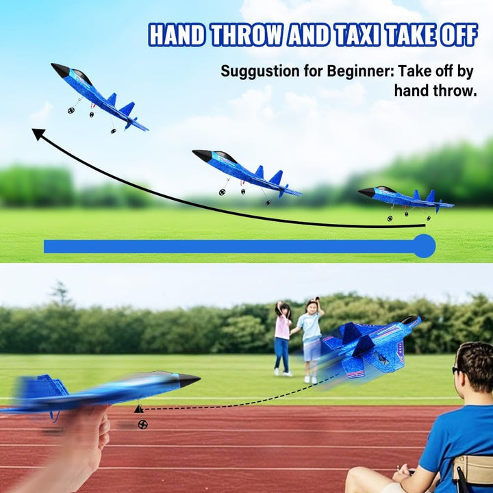 Avión RC azul para niños Upgrade F-22 Raptor Fighter RC Avión de co...