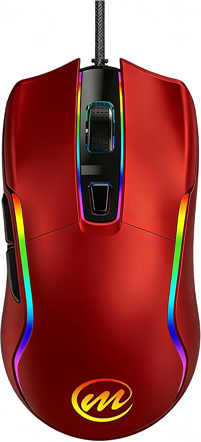 memzuoix Mouse para juegos con cable RGB - 6 DPI ajustables hasta 1...