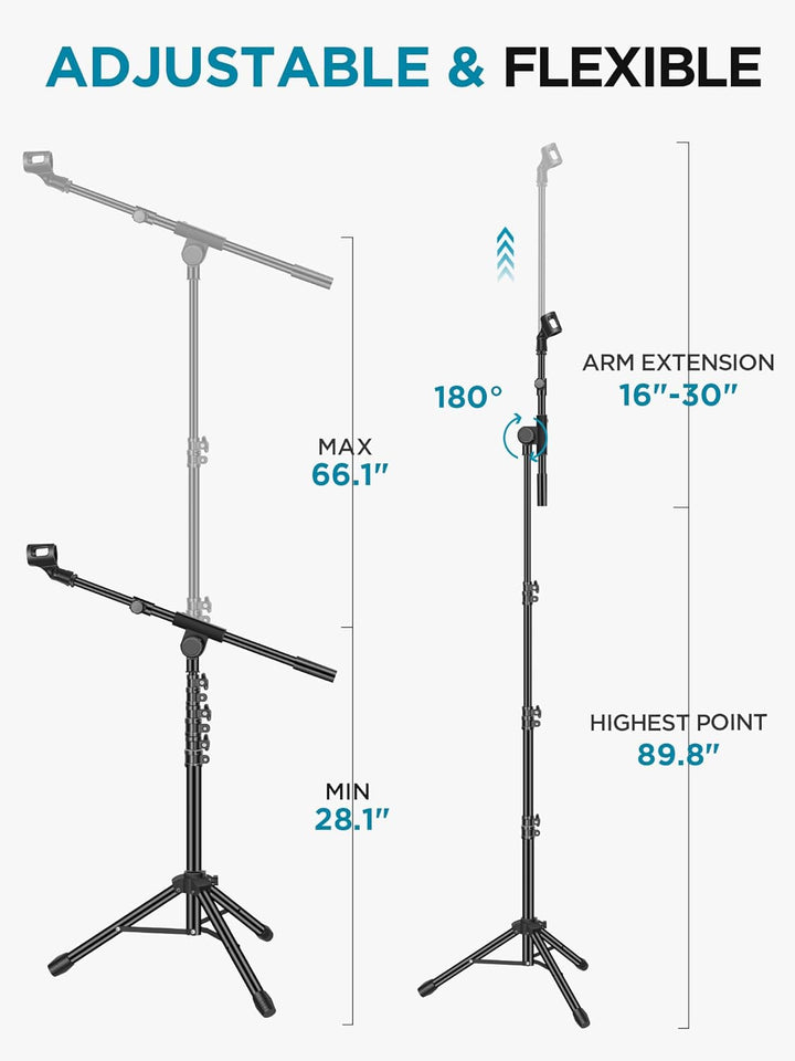 InnoGear Soporte para micrófono, trípode con brazo articulado, sopo...