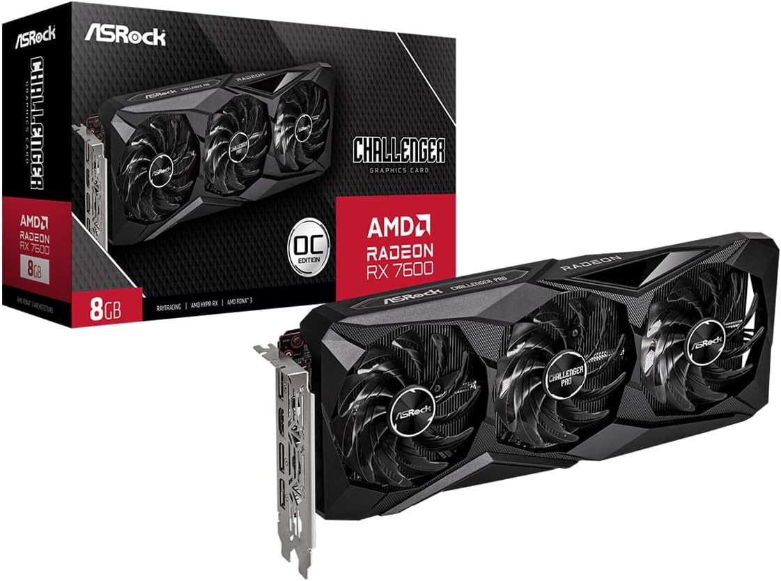 ASRock Radeon RX 7600 Challenger Pro 8GB OC, AMD RDNA 3, 8GB GDDR6,...