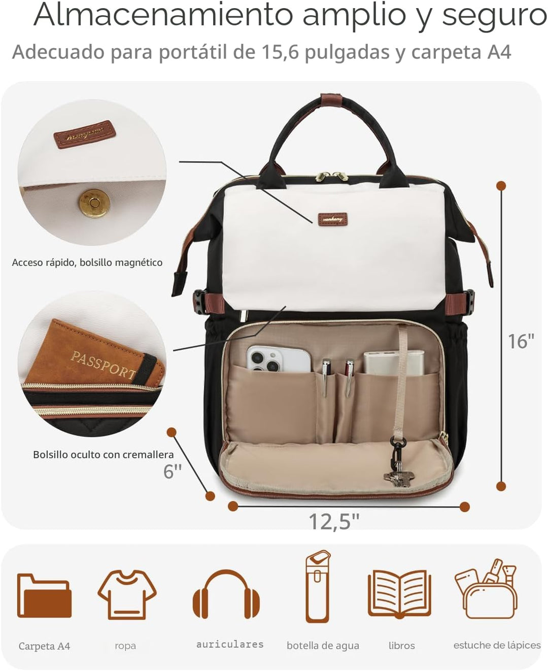 VANKANY - Mochila para libros para mujer, mochila para computadora...