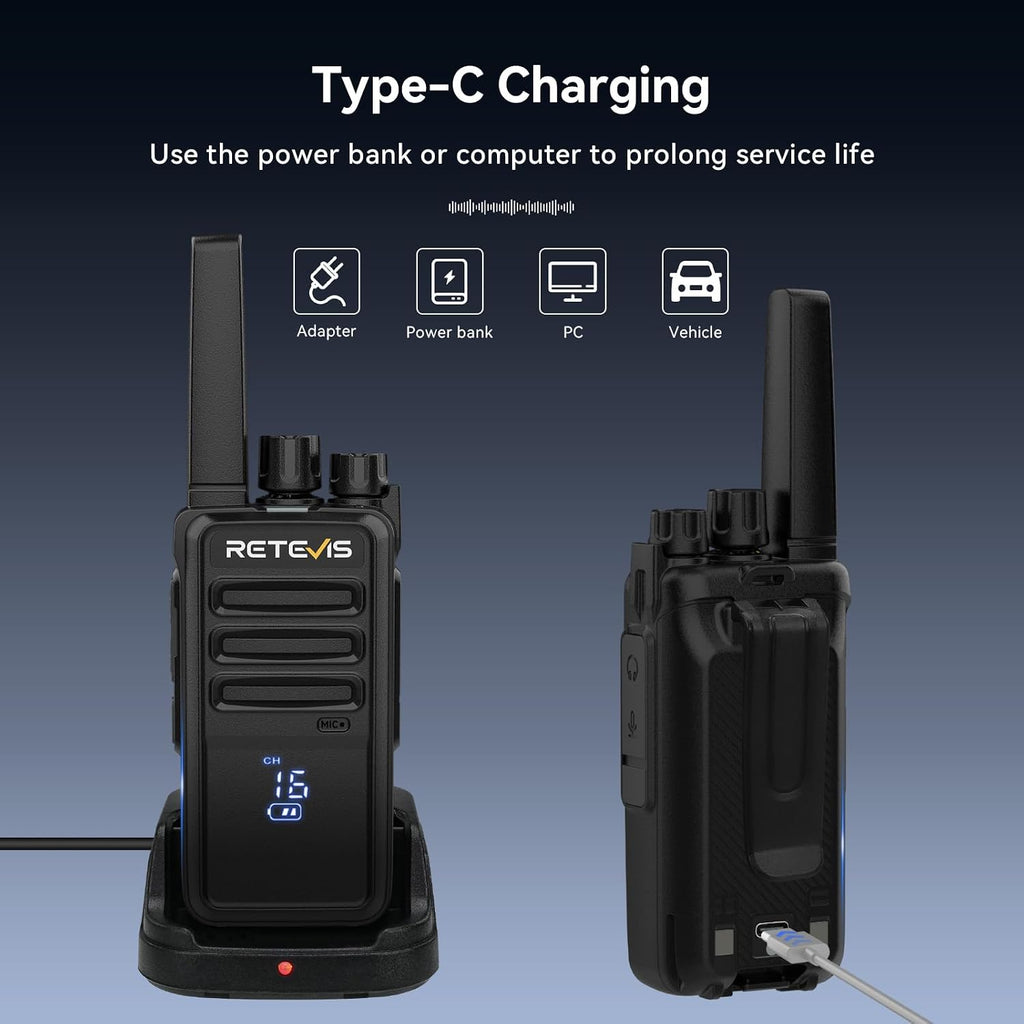 Retevis Walkie Talkies RT68H para adultos, radio de 2 vías FRS de largo