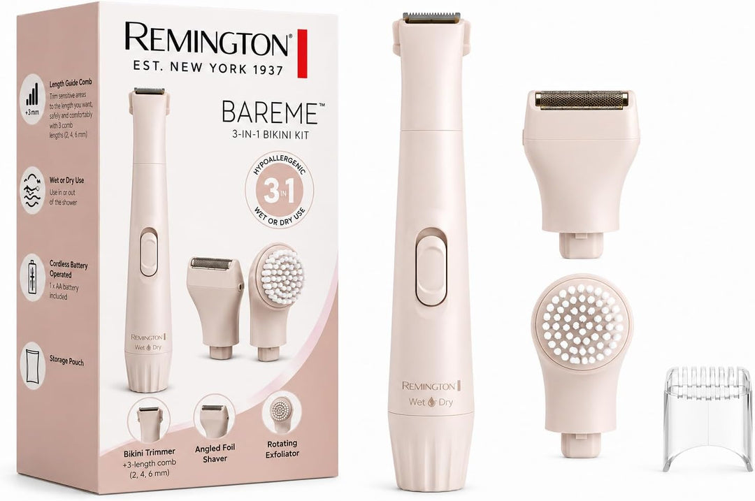 Remington Kit de cuerpo y bikini suave y sedoso, recortadora y afei...