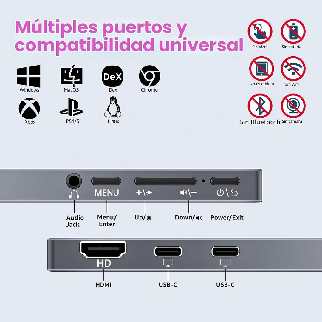 kksmart Monitor portátil de 15.6 pulgadas 1080P FHD 86% sRGB 60Hz,...