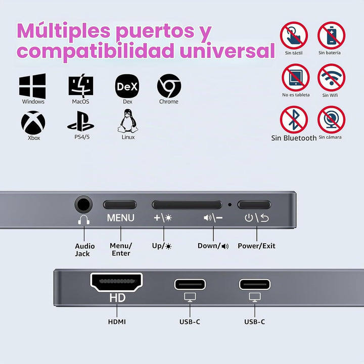 kksmart Monitor portátil de 15.6 pulgadas 1080P FHD 86% sRGB 60Hz,...