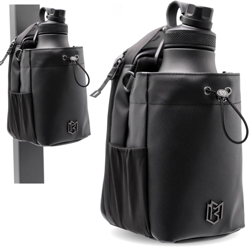 Bolsa magnética para botellas, para hombres y mujeres, bolsa de gimnasio para gimnasio, viajes, trabajo y deportes, mantén tus artículos fuera del suelo sucio del gimnasio con accesorio magnético (negro, 64 onzas)