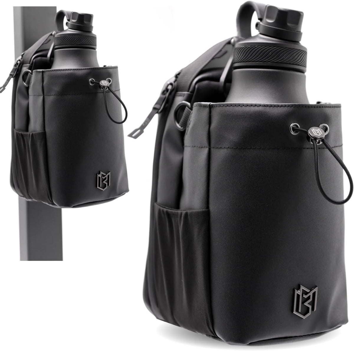 Bolsa magnética para botellas, para hombres y mujeres, bolsa de gimnasio para gimnasio, viajes, trabajo y deportes, mantén tus artículos fuera del suelo sucio del gimnasio con accesorio magnético (negro, 64 onzas)