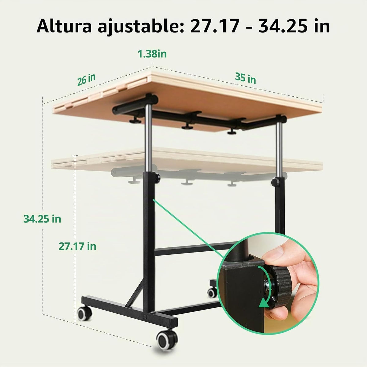 ALL4JIG - Mesa de rompecabezas de 1500 piezas con patas y ruedas, mesa de rompecabezas de madera de 24.92 x 33.58 pulgadas con 4 cajones y cubierta, diseño de mesa de altura ajustable, mesa para