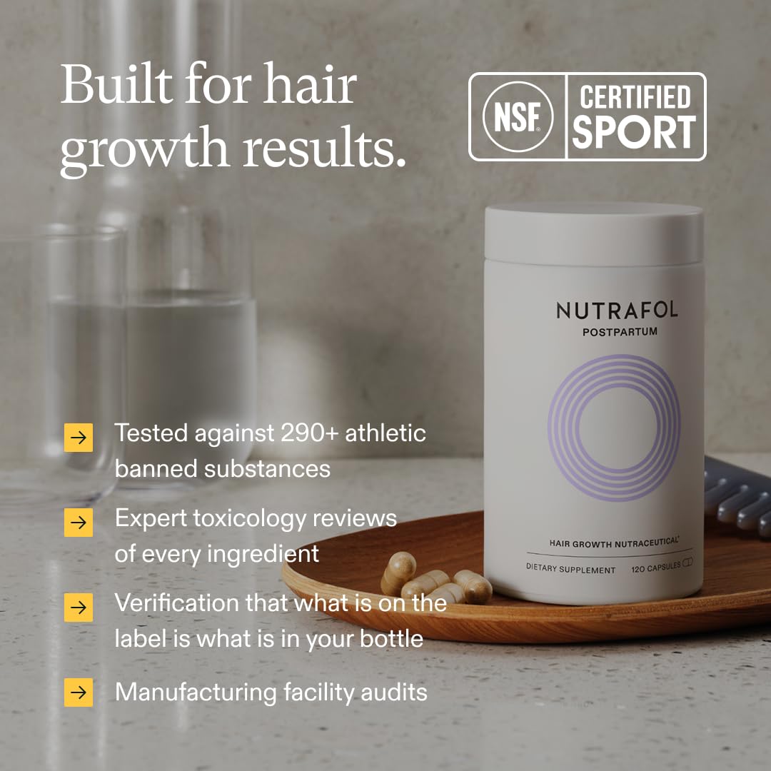 Nutrafol Suplementos para el crecimiento del cabello posparto, clín...