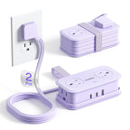 SMALLRT - 2 tiras de alimentación de viaje, cable de extensión con múltiples tomas, extensión envuelta de 3.3 pies con 4 salidas de CA para viajes, hotel, crucero, protección contra sobretensiones