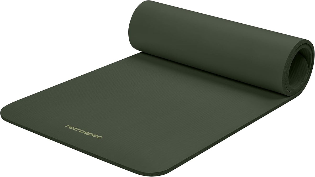 Retrospec Solana - Tapete de yoga grueso de 1/2 pulgada antideslizante con correa de nailon, 72 x 24 pulgadas, tapete de ejercicio para pilates, estiramiento y fitness, sin BPA, fácil de limpiar