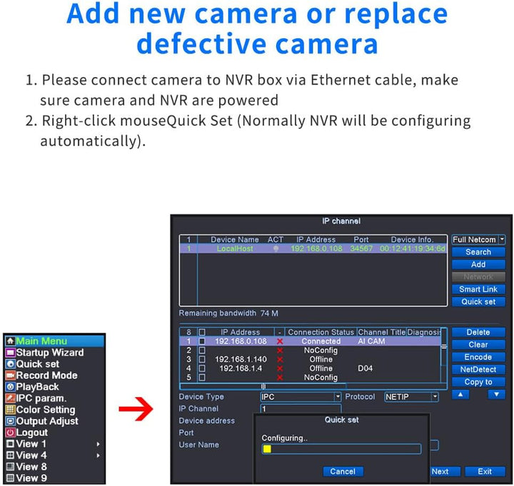 Xenocam Grabador de video de red de 9 canales H.265 NVR de compresi...