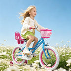 Bicicleta WinHope Fairy Girls con Asiento para Muñeca, Bicicleta Infantil de 12-20 Pulgadas para Edades 2-12