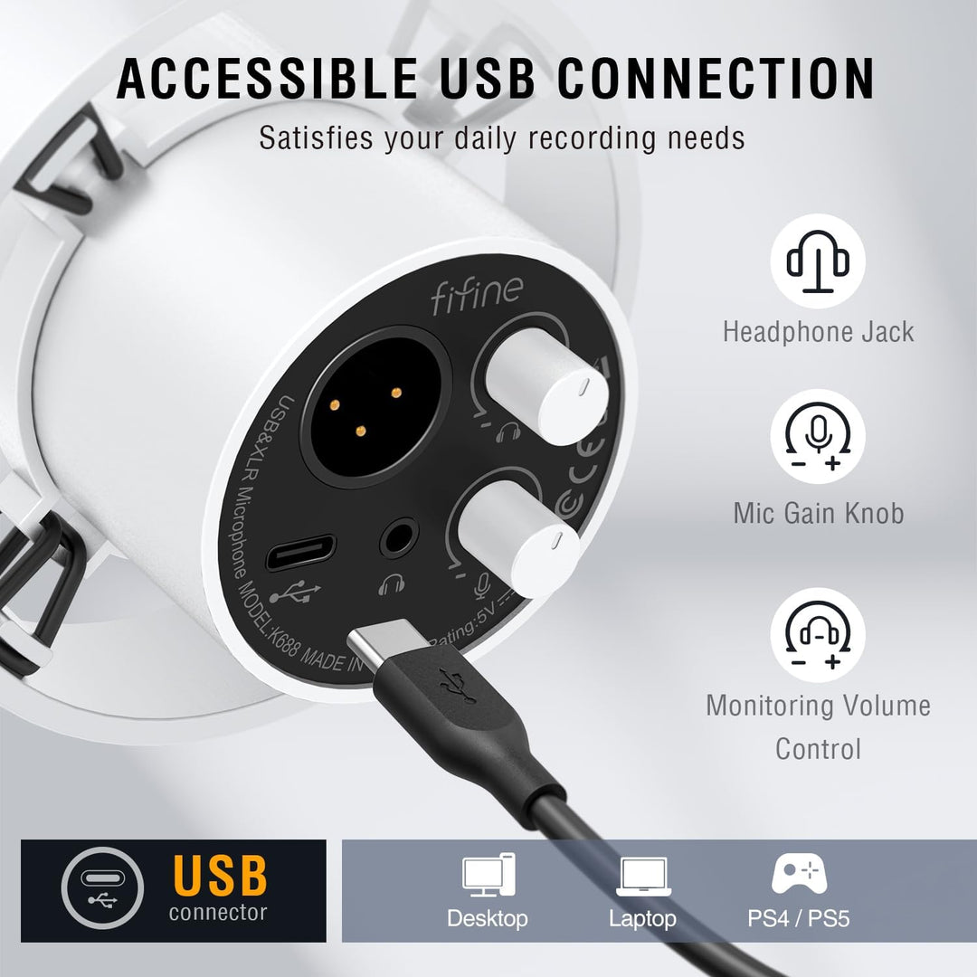 FIFINE Micrófono dinámico de estudio XLR, micrófono USB para PC y p...