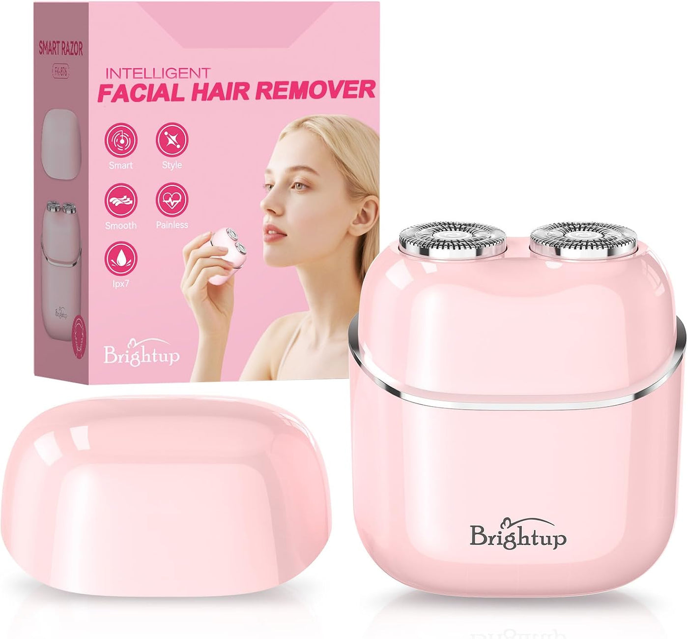 Brightup - Depilación facial para mujeres, afeitadora eléctrica sin...