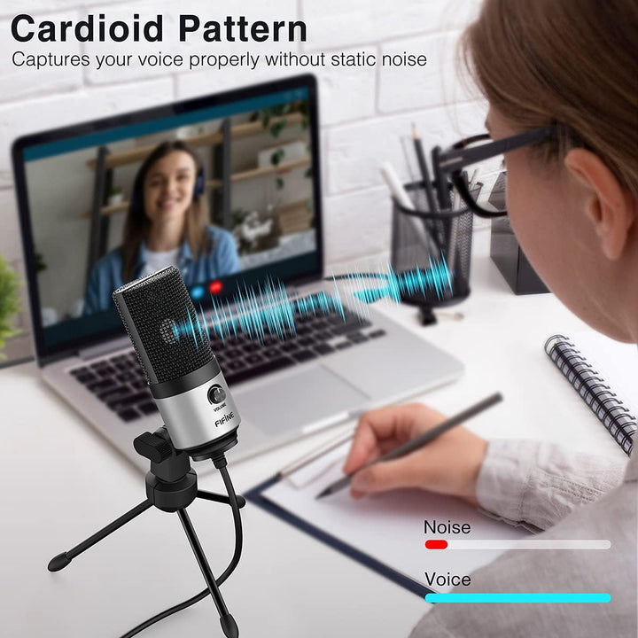 FIFINE Micrófono USB para Reunión de Video Zoom, Clase en Línea en...