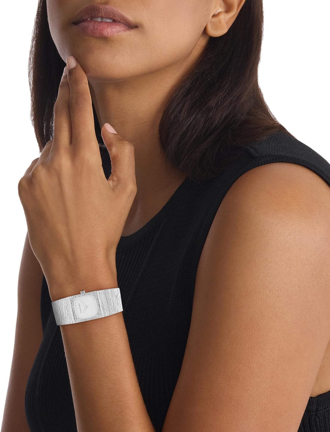 Calvin Klein Reloj Mujer Cuadrado Cuadrado Sutil - Caja Mini Cuadrada, Correa Malla, Esfera Texturizada, Resistente al Agua hasta 30m - Inspirado en Joyería, Reloj Contemporáneo - Regalo para Ella 20mm