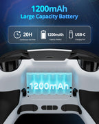 Controlador Inalámbrico Multiplataforma, Controlador de Juegos para PC con Adaptador 2.4G/Joysticks Hall/Hall Triggers/Batería de 1200 mAh/4 Botones Programables/Iluminación RGB, Compatible con PC Windows 7/8.1/10/11, Switch/OLED/Lite, iOS, Android