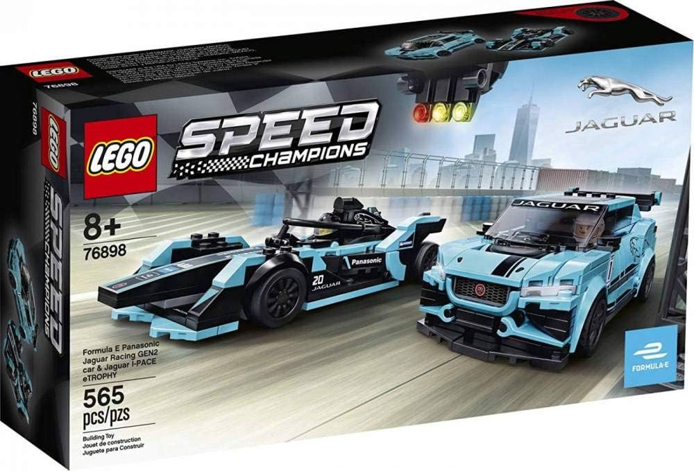 LEGO Speed Champions Formula E Panasonic Jaguar Racing Gen2 car y Jaguar I-PACE eTROPHY 76898 Set de construcción (565 piezas)