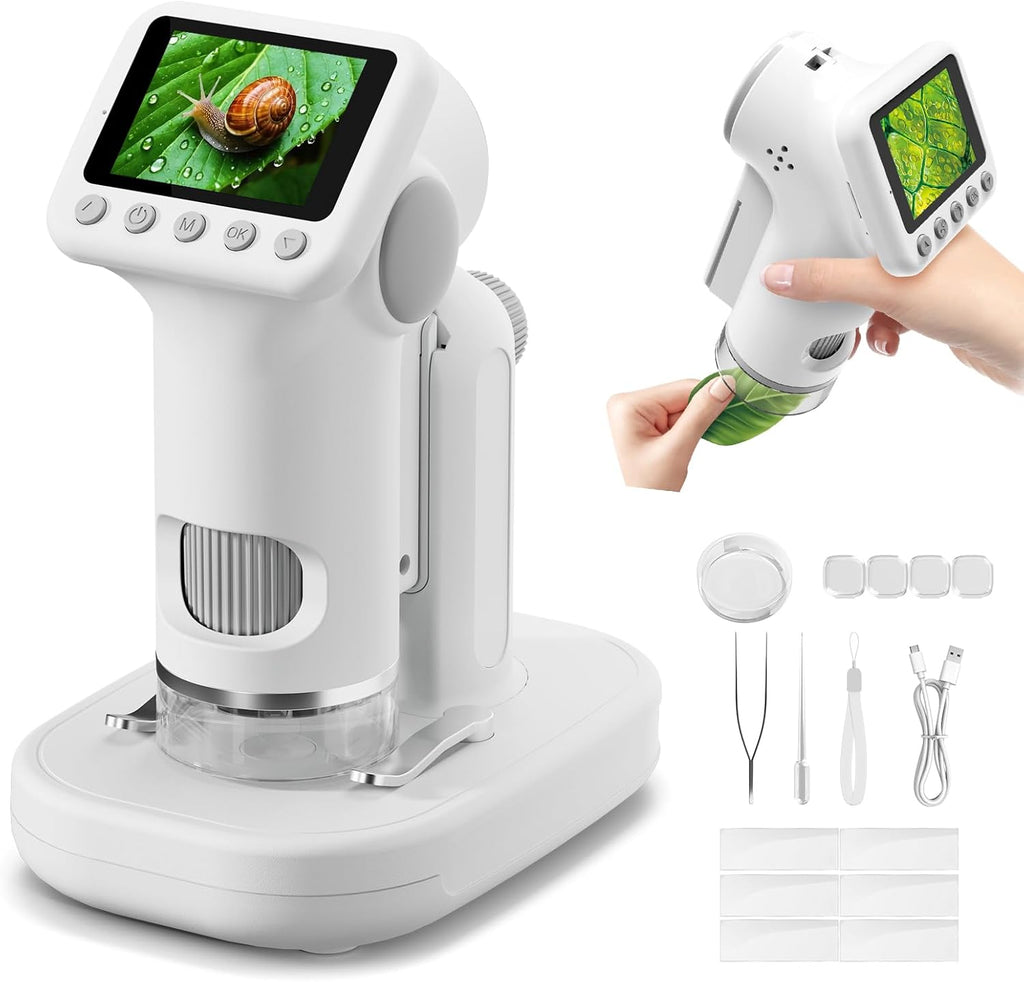 Microscopio 1600X para niños, pantalla de 2.0 pulgadas, juguete