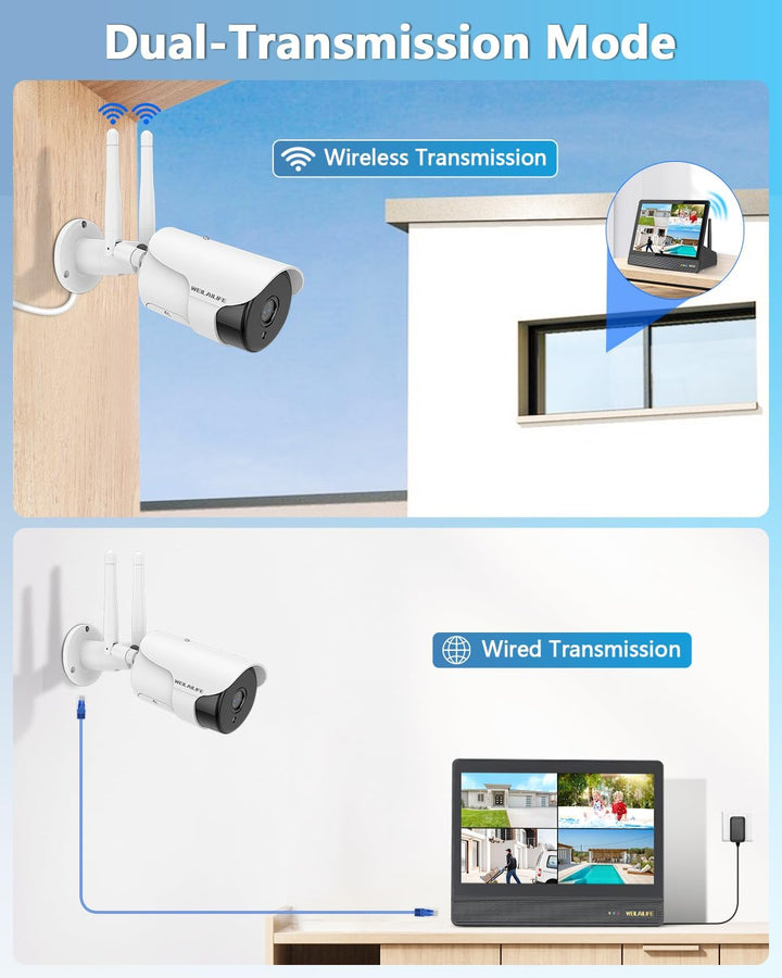 WEILAILIFE Sistema de cámara de seguridad inalámbrica de 5MP con mo...