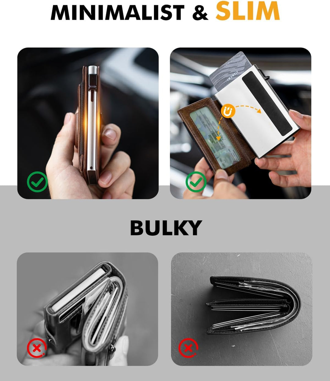iwantit Cartera para bolsillo frontal para hombre: delgada con clip...